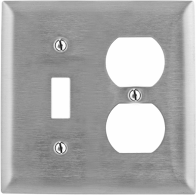 Metallic Wallplate, 2-Gang, 1-Toggle & 1-Duplex, Stainless Steel, Standard Size