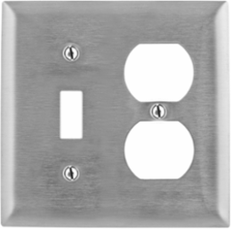 Metallic Wallplate, 2-Gang, 1-Toggle & 1-Duplex, Stainless Steel, Standard Size