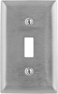 Stainless Steel 1-Gang Toggle Wallplate, 347 Volt, Horizontal Brushed Finish