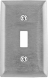 Stainless Steel 1-Gang Toggle Wallplate, 347 Volt, Horizontal Brushed Finish