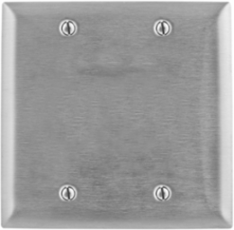 2-Gang Box Mounted Blank Wall Plate, 4.500 Inch Width, 430 Stainless Steel