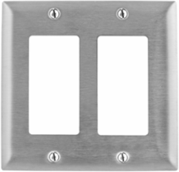 2-Gang Metallic Wall Plate with 2 GFCI Openings, 5.150 Inch Width, Stainless Steel