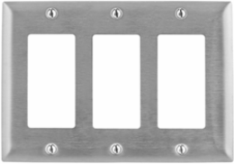 Stainless Steel 3-Gang Wallplate with 3 GFCI Openings, Standard Size, UL Listed