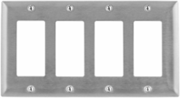 Stainless Steel 4-Gang GFCI Wall Plate, Standard Size, Protective Film, UL Listed