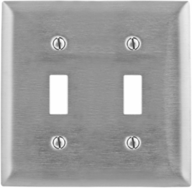 2-Gang Metallic Wall Plate, 2-Toggle Openings, Standard Size, Stainless Steel 430