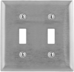 2-Gang Metallic Wall Plate, 2-Toggle Openings, Standard Size, Stainless Steel 430
