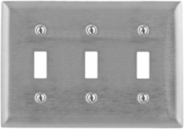 Metallic Wallplate 3-Gang 3 Toggle Openings Standard Size Stainless Steel