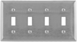 4-Gang Toggle Wall Plate, 430 Stainless Steel, 5 Inch Wide, UL Listed