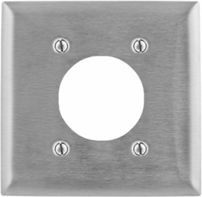 Stainless Steel 2-Gang Wallplate with 2.15 Inch Openings and 4 Bolt Mount