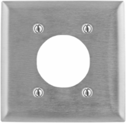 Stainless Steel 2-Gang Wallplate with 2.15 Inch Openings and 4 Bolt Mount