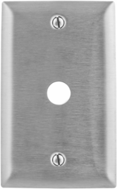 Stainless Steel Wallplate, 1-Gang, 3 Inch Width, .38 Inch Telephone Opening