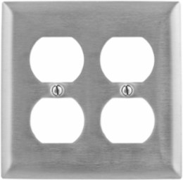 Metallic Wallplate, 2-Gang, 2 Duplex Openings, Stainless Steel, Standard Size