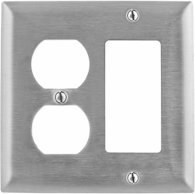 Stainless Steel Dual Gang Wall Plate, Standard Size, 5 Inch Width, RoHS Compliant