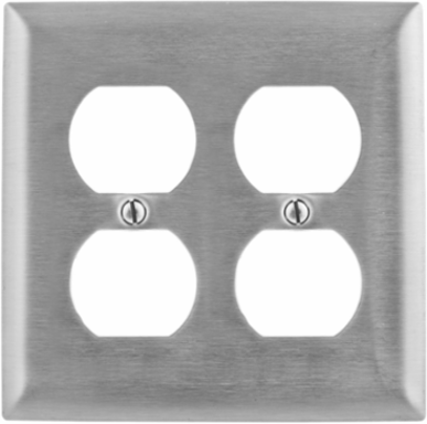 Metallic Wall Plate, 2-Gang, 430 Stainless Steel, UL Listed, Standard Size