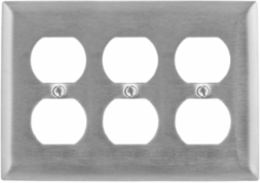Stainless Steel 3-Gang Wall Plate, 3 Duplex Openings, Standard Size, UL Listed