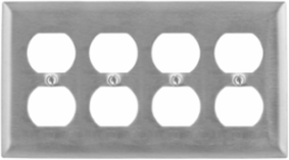 Stainless Steel Wallplate, 4-Gang, Standard Size, Duplex Openings