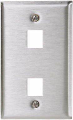 Stainless Steel Single-Gang Faceplate, 2-Port, Vertical, Keystone, RoHS Compliant