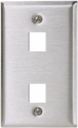 Stainless Steel Single-Gang Faceplate, 2-Port, Vertical, Keystone, RoHS Compliant