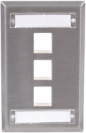 Stainless Steel 1-Gang 3-Port Faceplate with Label Field
