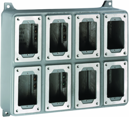 Aluminum Eight-Gang Device Body, 1-1/2 Inch Hub, 15 x 13.75 x 9.75 Inch