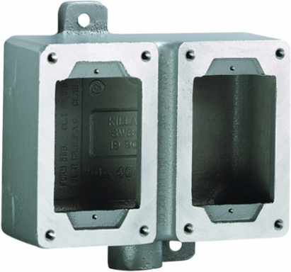 Aluminum Dead-End Double-Gang Device Body 11.75 x 7.25 x 4 Inch, Hub Size 1 Inch