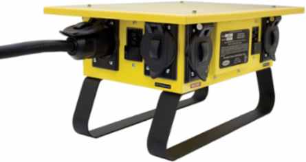 Temporary Power Distribution Box 50A 125/250V Yellow, 15.6 Inch Width
