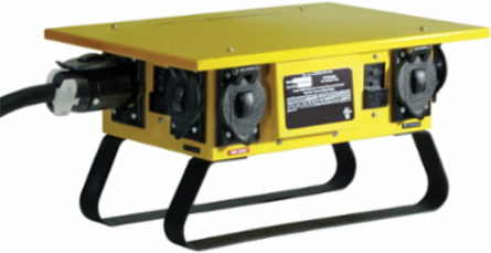 Temporary Power Distribution Box 50A 125/250V Yellow, 15.6 Inch Width