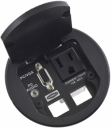 Table Top Box, Dual Service, Brass with 1 Outlet and 9' Power Cord