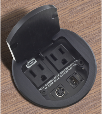 Table Top Box Dual Service, 2 Outlet with 9' Power Cord, Black