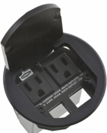Table Top Box Dual Service, 2 Outlet with 9' Power Cord, Black