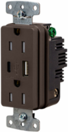 USB Charger Duplex Receptacle, 15A 125V, 3.1 A Type A & C Ports