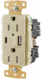 15A Weather Resistant Duplex Receptacle with USB Ports, Ivory