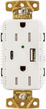 15A Tamper Resistant Weather Resistant Duplex Receptacle with USB Ports 5A 125V