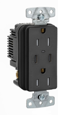 Tamper Resistant Receptacle 2-Pole 3-Wire NEMA 5-15R 15A 55W USB Ports
