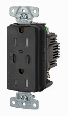 Tamper Resistant Receptacle 2-Pole 3-Wire NEMA 5-15R 15A 55W USB Ports