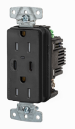 Tamper Resistant Receptacle 2-Pole 3-Wire NEMA 5-15R 15A 55W USB Ports