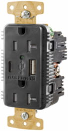 20A 125V Tamper Resistant Black Duplex Receptacle with 5A USB Ports