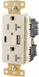 20A 125V Tamper Resistant Weather Resistant Duplex Receptacle with Type A & C USB Ports, Light Almond