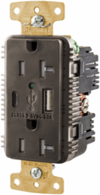20A 125V Tamper Resistant Weather Resistant Duplex Receptacle with USB Ports