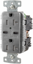 USB Charger Duplex Receptacle, 20A 125V,2-Pole 3-Wire Grounding, 5-20R, 2) 5A "C" USB Ports, Gray