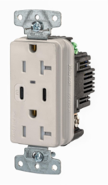 Tamper Resistant 2-Pole 3-Wire Receptacle, 125V, 20A, Light Almond