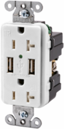USB Charger Receptacle, 20A, 125V, Tamper-Resistant