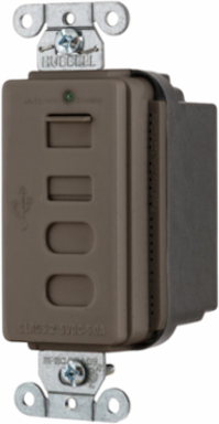 USB Charger 4 Port 5 Amp with 2 Type A & 2 Type-C Ports, Brown