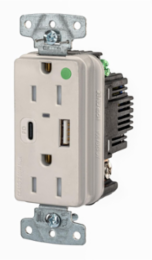 Tamper Resistant Receptacle NEMA 5-15R 2-Pole 3-Wire 55W USB Ports Light Almond