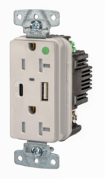 Tamper Resistant 2-Pole 3-Wire NEMA 5-20R Receptacle with USB 55W Power Delivery, Light Almond