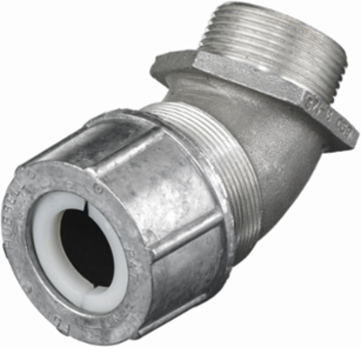 45 Degree Male Cord Connector, 1.00-1.13 Inch, Aluminum, NEMA Type 4