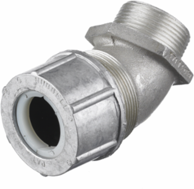 Aluminum 45 Degree Male Cord Connector, 1-1/4 Inch, 1.13-1.25 Inch Diameter
