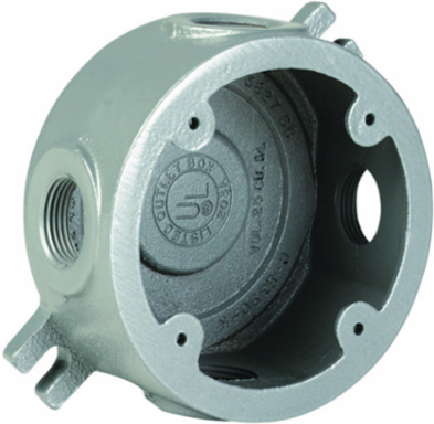 Medium Aluminum Outlet Box 2-1/4 Inch Hub Size 1/2 Inch, NEMA 3, 4 Compliant