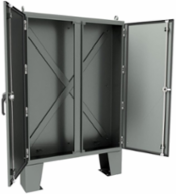 NEMA 4 2-Door Floor Mount Enclosure with KwikHinge™ 74X72X18 Carbon Steel - Gray