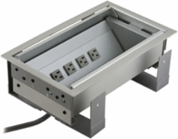 Recessed Furniture Connectivity Box 4 Power 3-Unit Aluminum 14.4 Inch